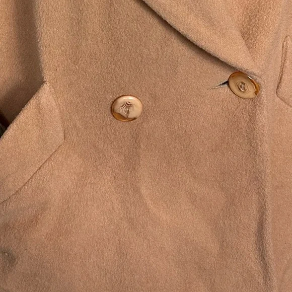 Vintage Julia Klein Wool Camel Tan Longline Trench Winter Neutral Coat Size 12 - Picture 5 of 11